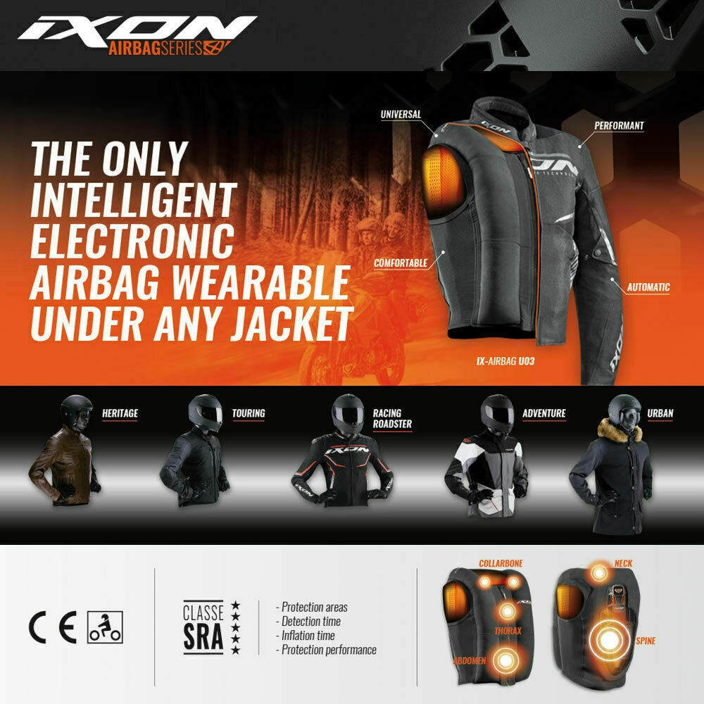 IXON U03 ELECTRONIC AIRBAG MOTORCYCLE MOTORBIKE INNER VEST ROAD RACE