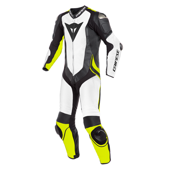 Motorcycle Leather Suit DAINESE LAGUNA SECA 4 PERFORATED white/yellow