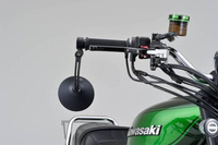 D-MIRROR-3 ROUND/BAREND ALUMINUM BLACK 1PC E-MARKED