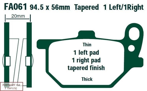 Klocki hamulcowe EBC FA061 (kpl. na 1 tarcze)