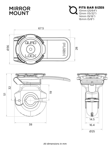 Podstawa montowana na lusterku Quad Lock® (V2)