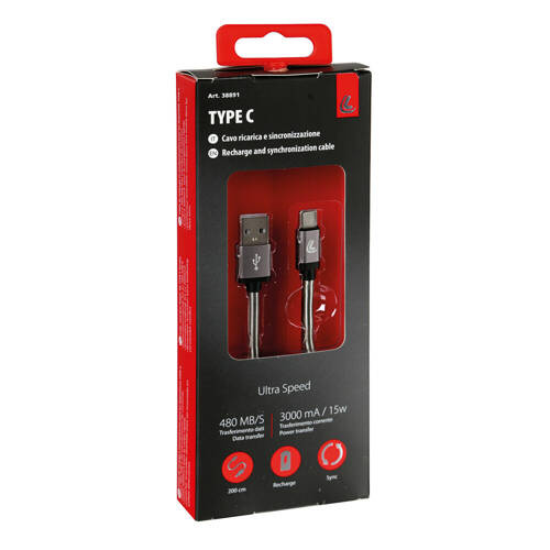 38836 Cable Usb > Usb Type-C - 200 cm - Black