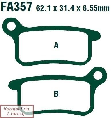 Brake pads EBC FA357R (set on 1 disk) (odpowiednik PROX 37.109202)