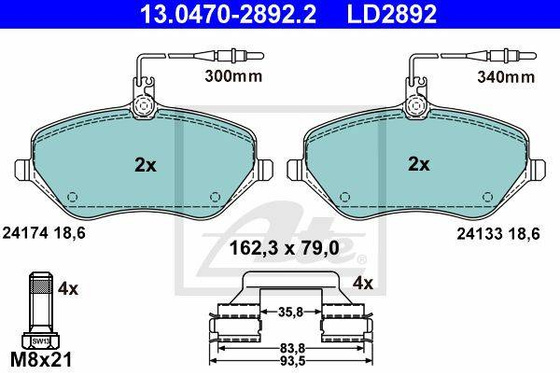 Klocek hamulcowy kpl. ceramiczny przód CITROEN C5 III, C6 PEUGEOT 407, 607 2.0-3.0 02.00-