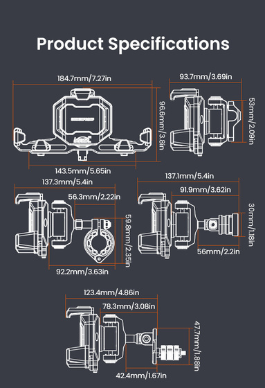 LOBOO Uchwyt na telefon PH06 (z modułem ładowania, na kierownice 22/25/28/32mm) (10.3.08006.001.11)