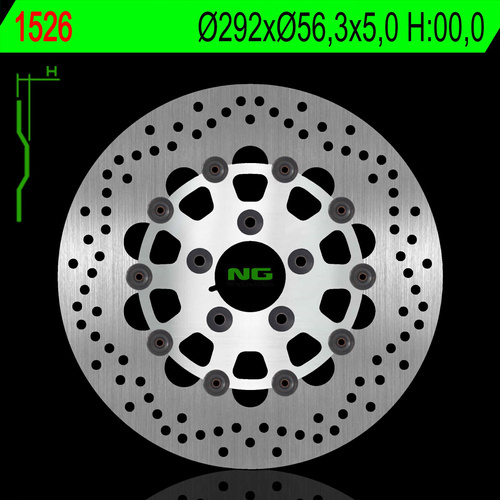 NG TARCZA HAMULCOWA TYŁ HARLEY DAVIDSON SOFTAIL 1690/1800 12-17, DYNA '00-'17, SPORTSTER '00-'13, TOURING '00'08 PŁYWAJĄCA (292X56,3X5,0MM) (5X10,5MM)