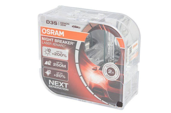 Żarówka (Zestaw 2szt.) D3S 42V 35W PK32D-5 do 20% bielsze światło, do 200% większa jasność, do 250 m. dłuższe światło stożka, wyładowcza xenon Xenarc Night Breaker Laser 4300K