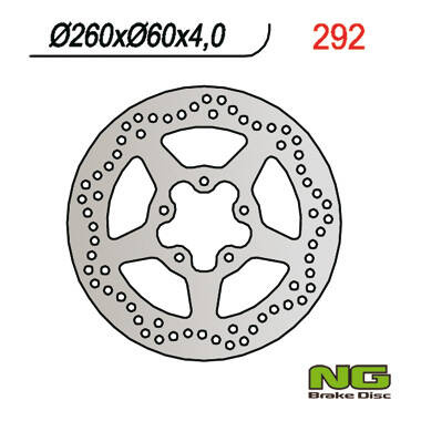 NG TARCZA HAMULCOWA PRZÓD APRILIA 50/125/200/250/400/500 SCARABEO, PIAGGIO MEDLEY 125/150 16-18 (260X60X4,0MM) (5X8,5MM) - ZASTĘPUJE NG1592