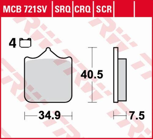 TRW LUCAS ZF KLOCKI HAMULCOWE KH604/4 CARBON RACING APRILIA RSV 1000 MILE/R '01-'03, RSV 1000R '04-'10, DUCATI 748/749/996/998/999 '01-'07, KTM 690 SM/SMC '08-'16, LC8 950/990 SUPERMOTO/SUPERDUKE '05-'13, TRIUMPH SPEED TRIPLE 1050 '08-'15 PRZÓD