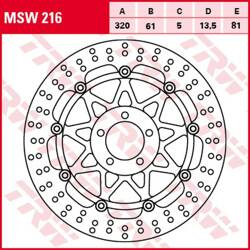 TRW LUCAS ZF TARCZA HAMULCOWA PRZÓD KAWASAKI ZX-7R/RR '96-'02, ZXR 750 '91-'95, ZX-9R '94-'04, ZZR 1100 '93-'01, ZX-12R '00-'03, ZZR 1200 '02-'05, VN 1500/1600 MEAN STREK '02-'05, SUZUKI VZ 1600 MARAUDER '04-'05 (320X61X5MM)
