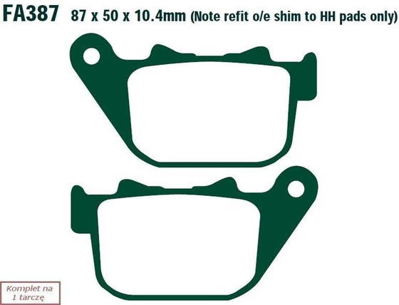 Klocki hamulcowe EBC FA387V V-PAD (kpl. na 1 tarcze)