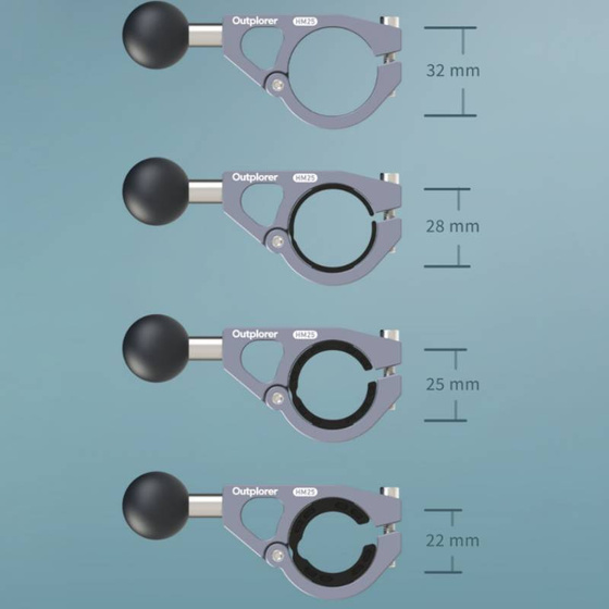 Uchwyt na kierownicę (22/25/28/32 mm) z kulą 1 cal Outplorer HM25