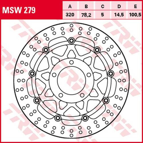 TRW LUCAS ZF TARCZA HAMULCOWA PRZÓD TRIUMPH DAYTONA/SPEED TRIPLE 955 '02-'06, SPRINT 1050 '05-'10, ROCKET 3 2300 '04-'13, ROCKET X '14-'16 (320X78X5MM)