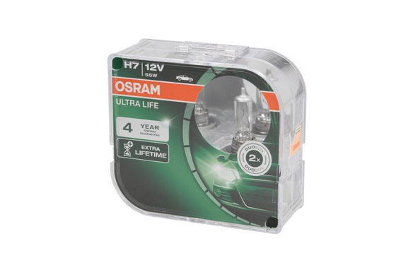 Żarówka (Zestaw 2szt.) H7 12V 55W PX26D 4-letnia gwarancja, do 4 razy dłuższa żywotność Ultra Life