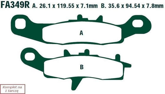 Brake pads EBC FA349R (set on 1 disk)
