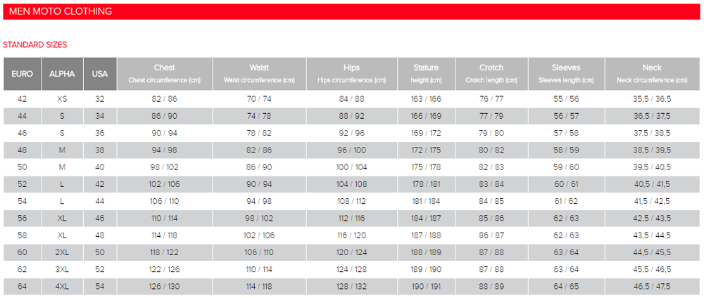 Leather Jacket Dainese Suit Size Chart Motorcycle Leather Suit