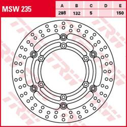TRW LUCAS ZF TARCZA HAMULCOWA PRZÓD YAMAHA XJ 1100 (DRAG STAR)/1100A (DRAG STAR CLAS.)/1300 (ROYAL STAR)/1300A (MIDNIGHT S PŁYWAJĄCA, 298/132X5MM 6X150MM, ŚREDNICA OTWORÓW MOCUJĄCYCH 8,5MM, ODSADZENIE 0 WAVE