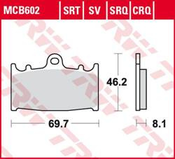 TRW LUCAS ZF KLOCKI HAMULCOWE KH158 SINTER TRACK HUSABERG FS 450 '03-'05, FS 650 '01-'05, KAWASAKI ZZR 500 '90-'05, SUZUKI RGV 250 '91-'95, GSX-R 400 '88-'90, GSX-R 750 '00-'03 PRZÓD