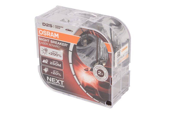 Żarówka (Zestaw 2szt.) D2S 85V 35W P32D-2 do 20% bielsze światło, do 200% większa jasność, do 250 m. dłuższe światło stożka, wyładowcza xenon Xenarc Night Breaker Laser 4350K