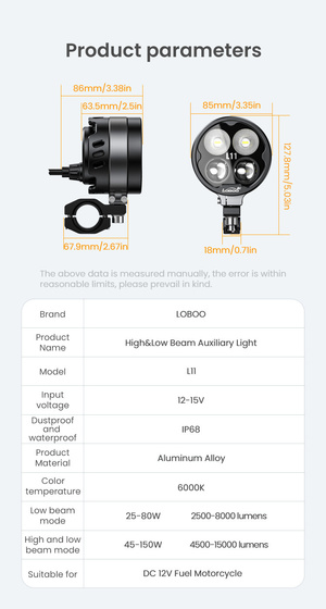 LOBOO L11 światło drogowe i mijania pomocnicze (czarne) (10.1.01111.001.01)