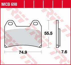 TRW LUCAS ZF KLOCKI HAMULCOWE KH244 ORGANIC HONDA CB 400 SUPER FOUR '97-, BMW R NINE T '16-'18, DUCATI 748/996 '98-'07, MULTISTRADA 1200 '10-'18, YAMAHA XT 660X '04-'16 PRZÓD
