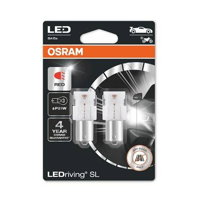 Żarówka LED P21W LEDriving SL (blister, 2 szt., 12V, czerwona, 1,4W, rodzaj gniazda: BA15S brak homologacji - nie nadaje się do użytku na drogach publicznych)