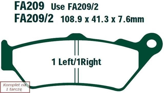 Brake pads EBC FA209/2 (set on 1 disk)