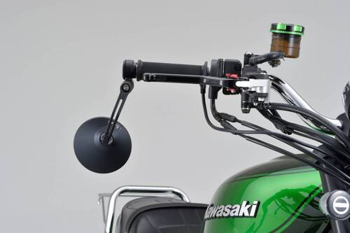 D-MIRROR-3 ROUND/BAREND ALUMINUM BLACK 1PC E-MARKED