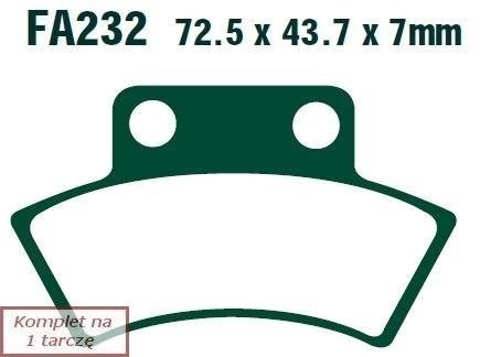 Brake pads EBC FA232R (set on 1 disk) (odpowiednik PROX 37.204402)