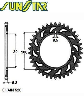 SUNSTAR zębatka tylna 1-3305-41