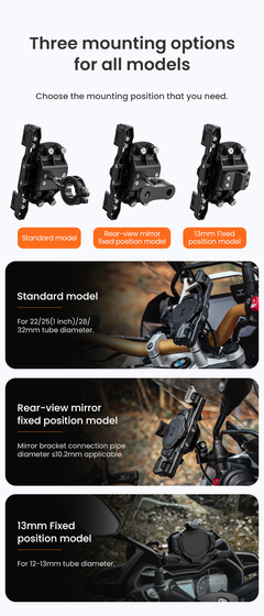 LOBOO Uchwyt na telefon PH02S (z modułem ładowania, 13mm) (10.3.08002.130.11)