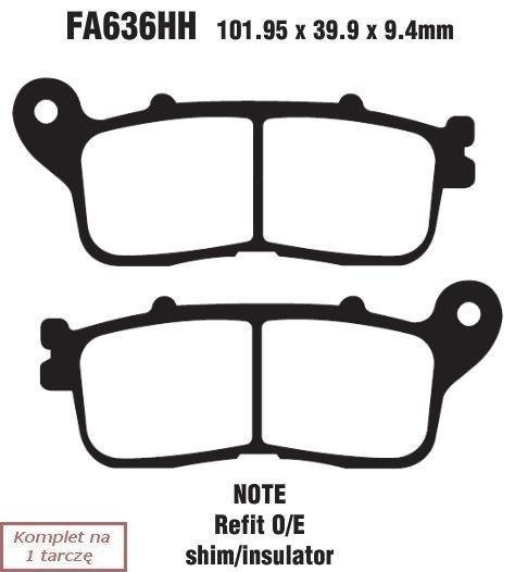 Brake pads EBC FA636HH wzmacniane (set on 1 disk)