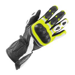 Rękawice motocyklowe damskie BUSE Pit Lane czarno-biało-neonowe 08