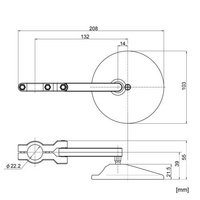 80917 "D-MIRROR-18" ABS NYLON HANDLE BAR CLAMP MIRROR BLACK