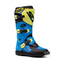 Motorcycle Boots Flame blue yellow