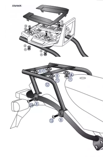 BMW HP 2 (2005-2008) Alurack-Metal carrier for TC