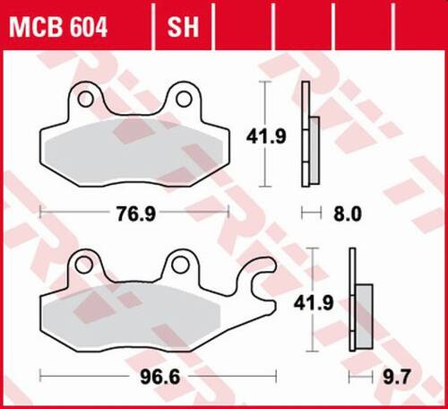TRW LUCAS BRAKE PADS KH165/2 ORGANIC SUZUKI DR 800 97-99, TRIUMPH TIGER 1050 07-13, DAYTONA 1200 93-97, TROPHY 1200 94-03, YAMAHA XTZ 750 89-97, REAR