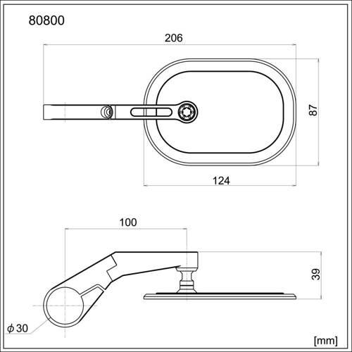 D-MIRROR-16, VF2/BAREND SHORT, ALU 1PC E-MARKED