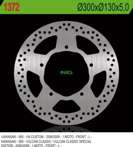 NG TARCZA HAMULCOWA PRZÓD KAWASAKI VN 900 CLASSIC/CUSTOM '06-'09 (300X130X5MM) 5 OTWORÓW O ŚR.10,5