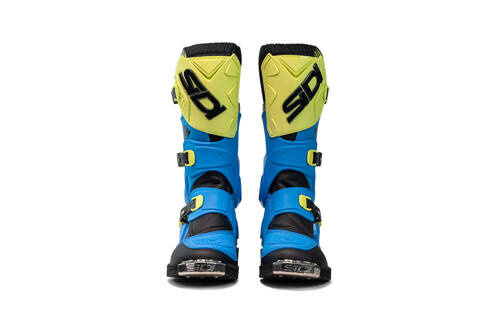 Motorcycle Boots Flame blue yellow
