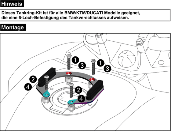 BMW K 1200 R (2005-2008) Tank ring Lock it