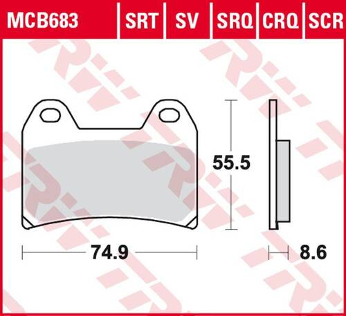 TRW LUCAS ZF KLOCKI HAMULCOWE KH244 SINTER TRACK APRILIA RS 250 '97-, RSV 1000 MILE/R '98-'00, DUCATI 748/800/900/916/996 '97-'03, KTM SMC 625/660/LC4 640 SUPERMOTO '04-'06, SM 690 '07-'10, MOTO GUZZI V11 '01-'06, SPORT 1200 '06-'14, PRZÓD