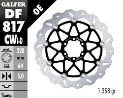 GALFER TARCZA HAMULCOWA PRZÓD BMW HP 4 '12-; S 1000R/RR '09-'23; MOTO GUZZI 1400 AUDACE '15-; 1400 CALIFORNIA '13- (PRAWA) (WAVE FLOATING) (320X64X5MM)