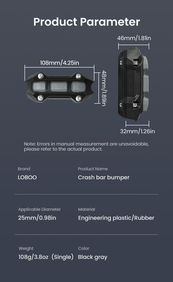 LOBOO Zderzak/Ślizg do Crash Bar o średnicy 25mm/1'' (10.3.20000.010.11)