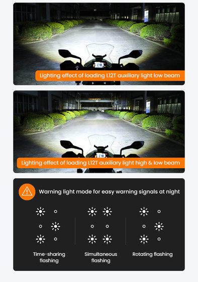 LOBOO L12T światło drogowe i mijania pomocnicze pasuje do rur o średnicy 22/25/28 mm (czarne) (10.1.01003.001.13)