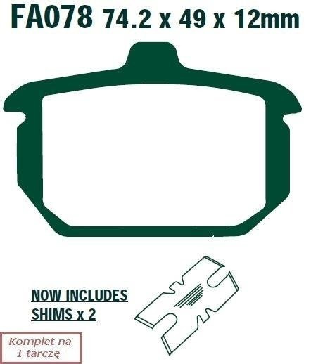 Brake pads EBC FA078HH wzmacniane (set on 1 disk)