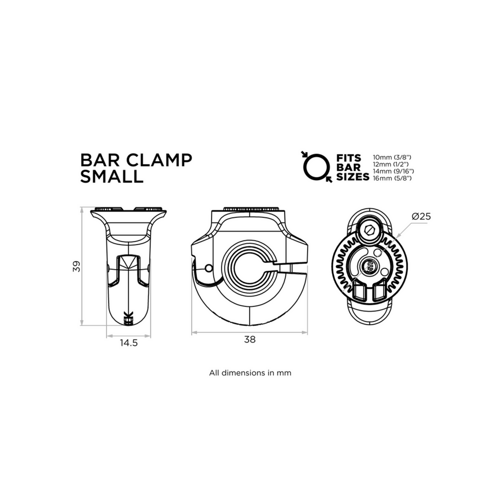 Quad Lock® 360 Base - Bar Clamp Small V2