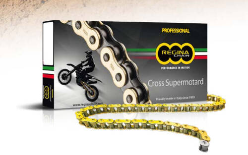REGINA ŁAŃCUCH NAPĘDOWY 520RX3 (118-OGNIW) MOTOCROSS DO 500 CCM OFF ROAD ZŁOTY (ZAPINKA) (135RX3/00C) (BEZ ORINGÓW)