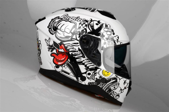 Kask Motocyklowy LAZER RAFALE EVO Stickerbomb (kol. Biały - Czarny - Srebrny - Czerwony) rozm. XL