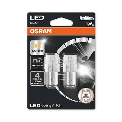 Żarówka LED P21/5W LEDriving SL (blister, 2 szt., 12V, amber, 1,30/0,80W, rodzaj gniazda: BAY15D brak homologacji - nie nadaje się do użytku na drogach publicznych)